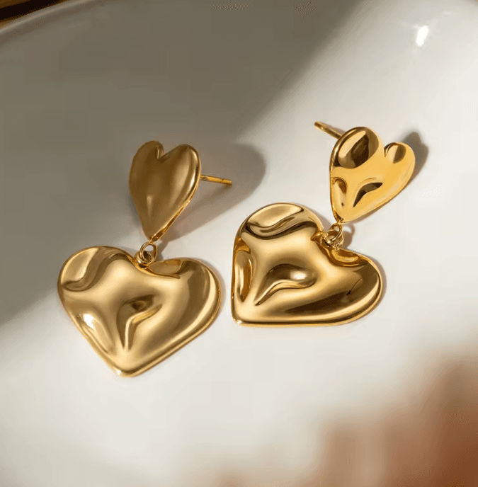 gold heart earrings
