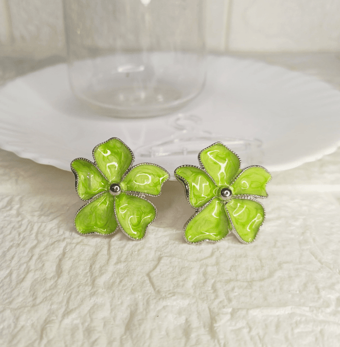 korean flower stud earring