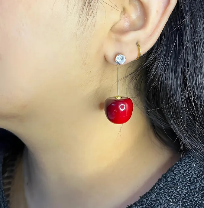 korean cherry earrings