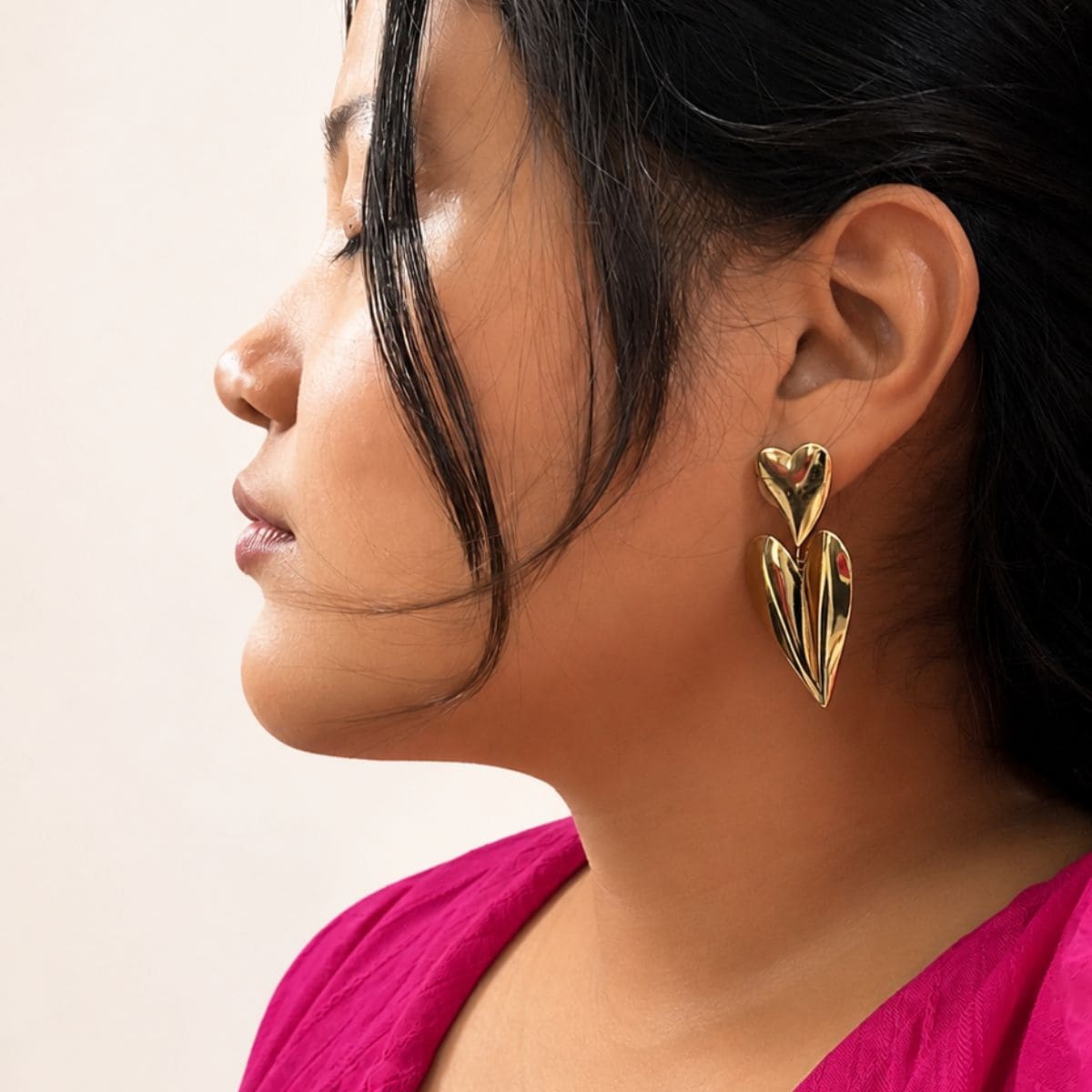 Dual Heart-Drop earrings