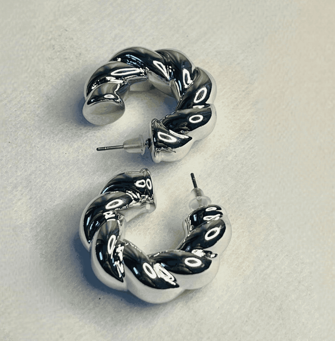 Silver Twist Hoop Earrings