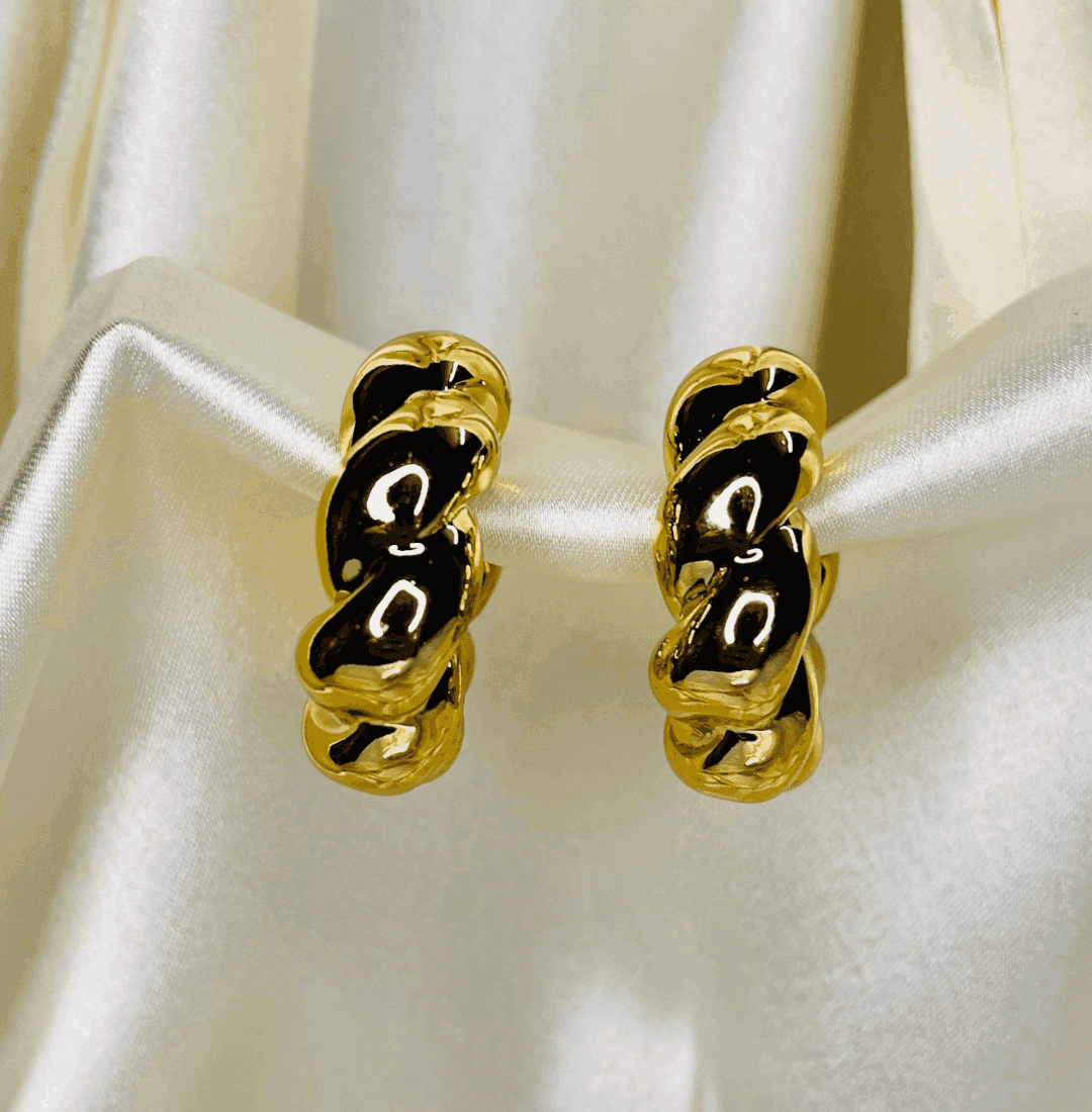 Gold Twist Hoop Earrings