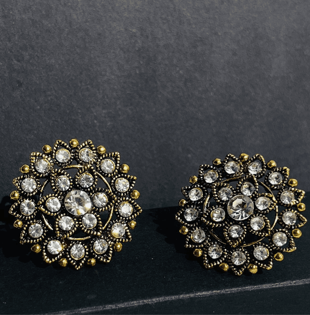 Stone-Studded Stud Earrings