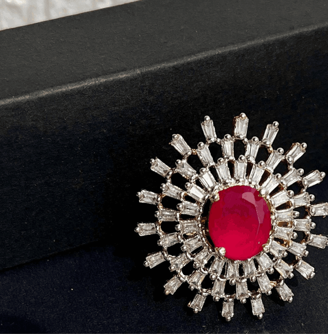 Valentina Red Center Stone Ring