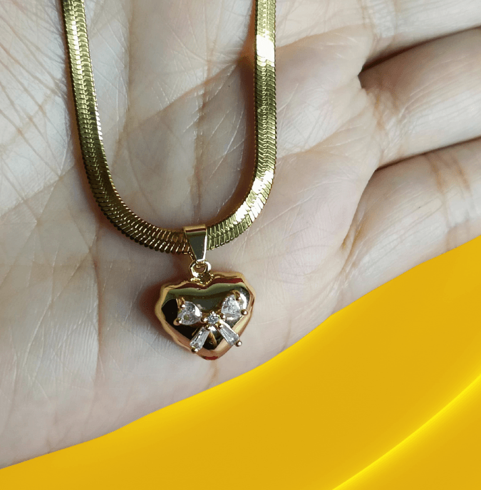 Bow on Heart Necklace