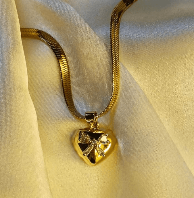 Bow on Heart Necklace