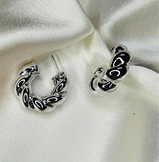 Silver Twist Hoop Earrings