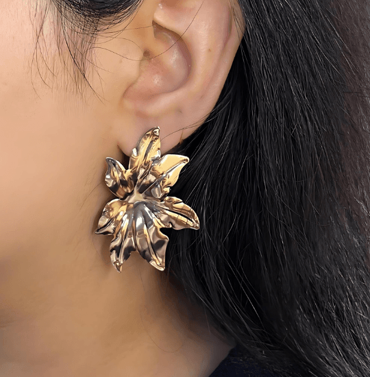 Big gold flower earrings