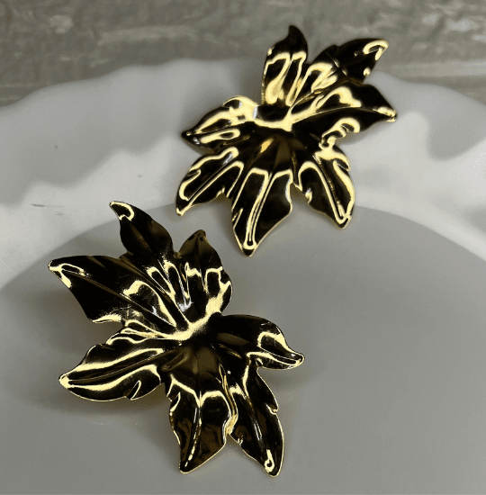 gold leaf earrings