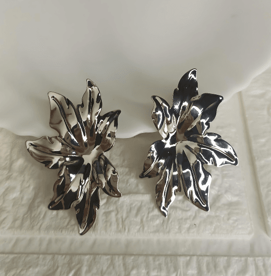 Big Silver flower earrings