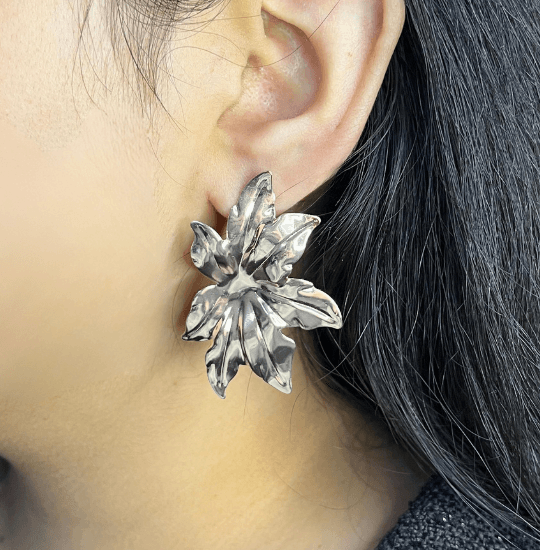 Big Silver flower earrings