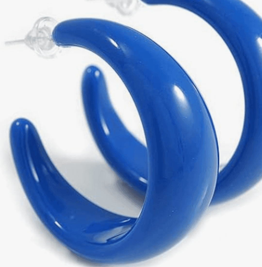 Blue Acrylic Half Hoop Earrings