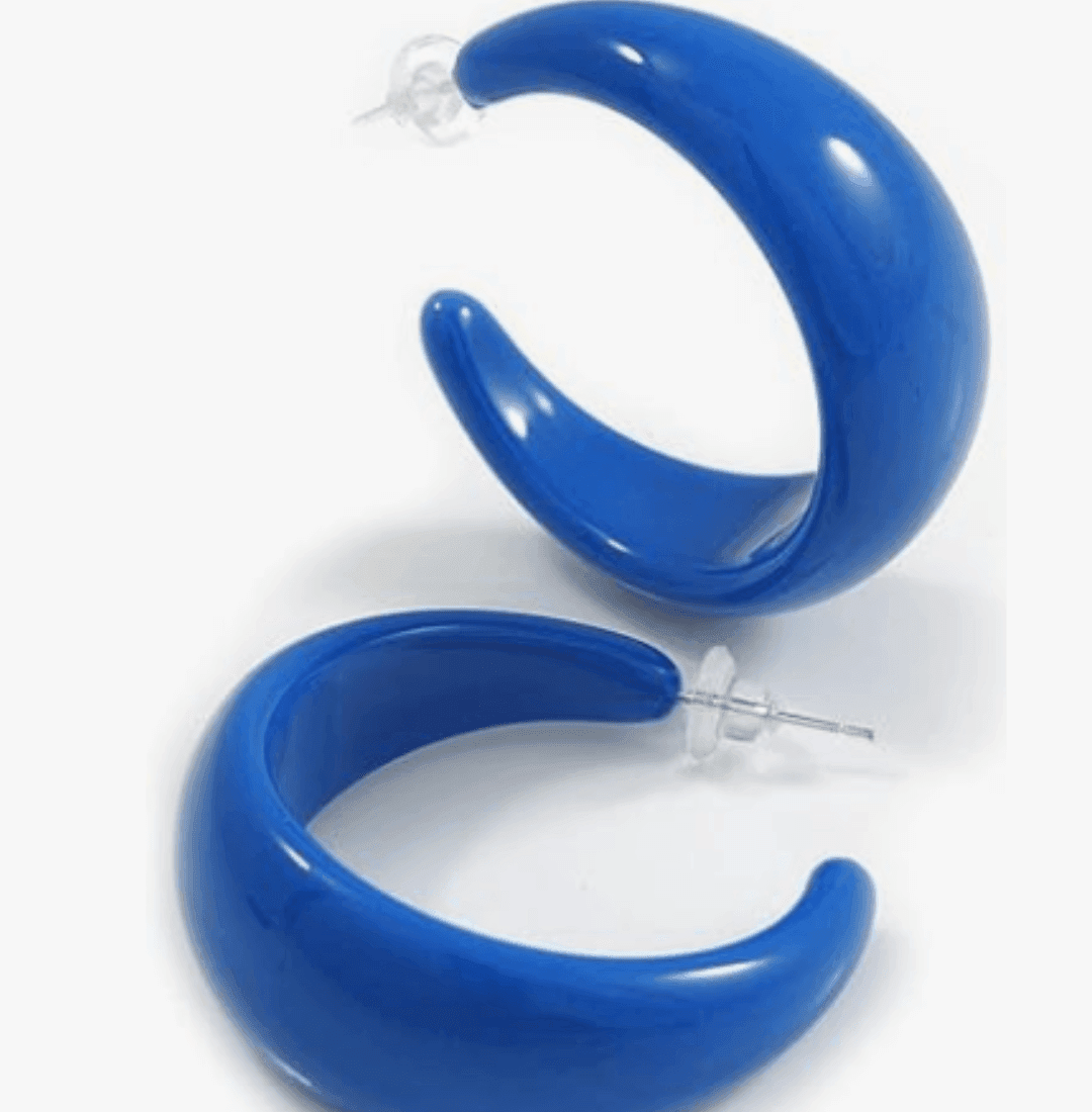 Blue Acrylic Half Hoop Earrings