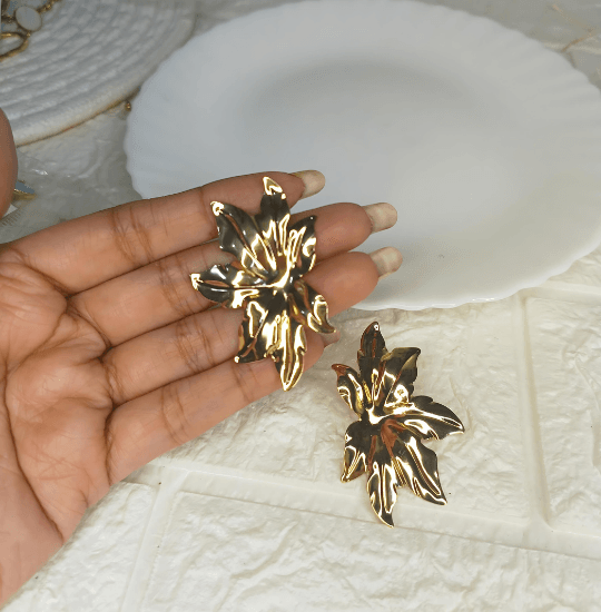Big gold flower earrings