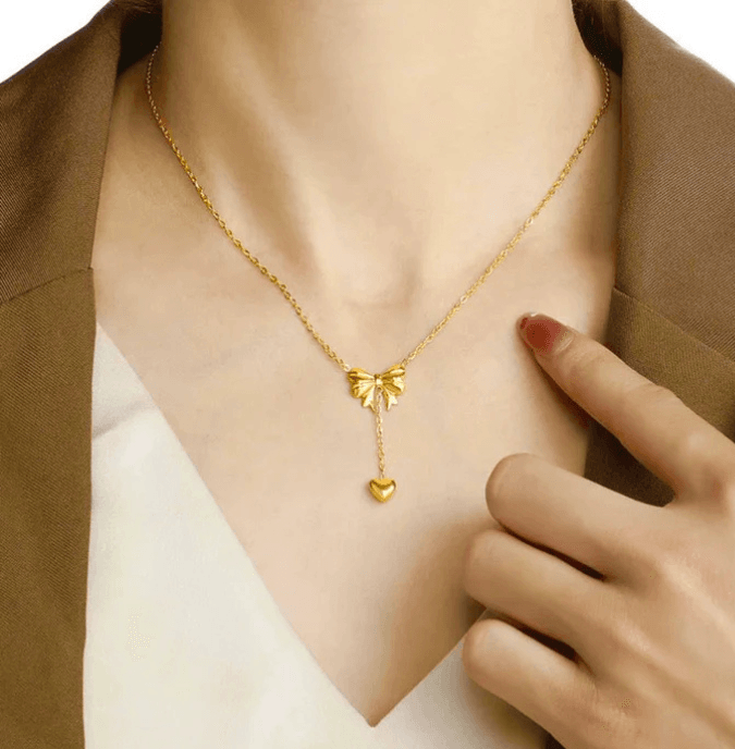 Bow Drop Necklace