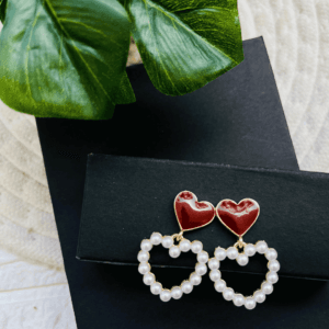pearl heart earrings