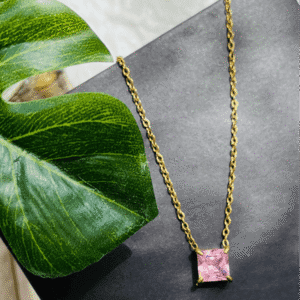 Princess Cut Pink Stone Pendant